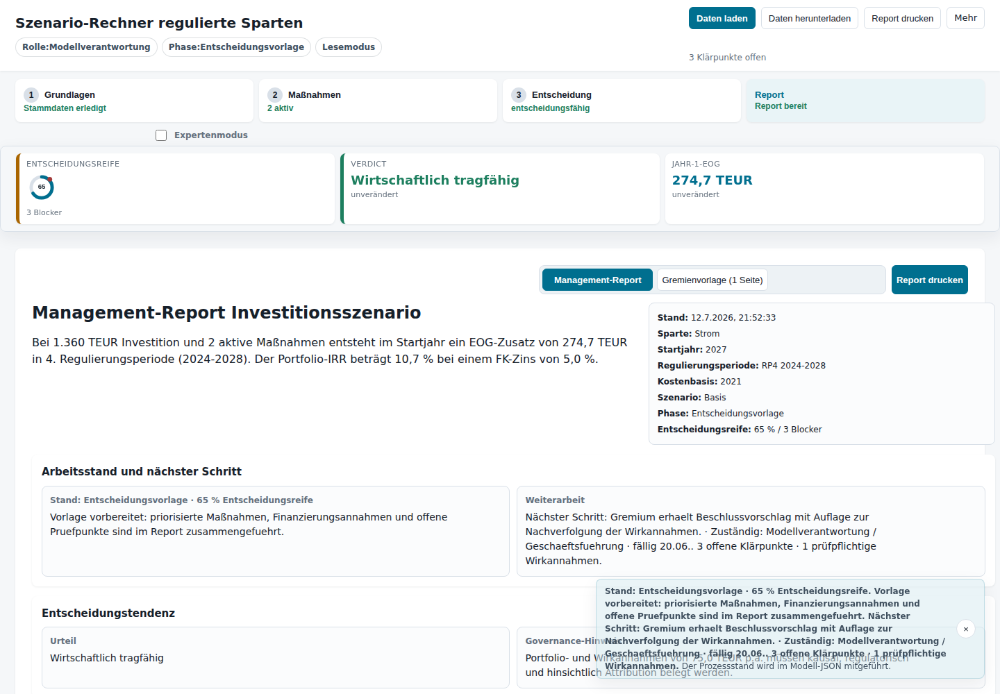 Management-Report Entscheidungsvorlage